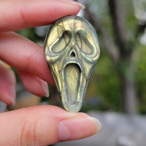 (#3) NEW 1.67" x 1" FLASHY LABRADORITE GHOST MASK